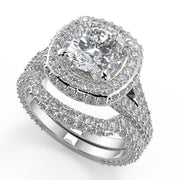 Lizeth 3 Row Pave Cushion Cut Diamond Engagement Ring - Nivetta